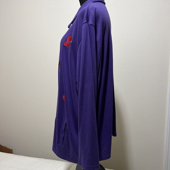 Red Hat Society Full Zip Sweatshirt Cardigan Jacket Purple Embellished - Picture 3 of 13